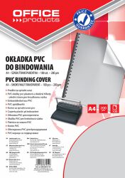 Office Products Okładki Do Bindowania Pvc, A4, 200Mikr., 100Szt., Szare Transparentne 