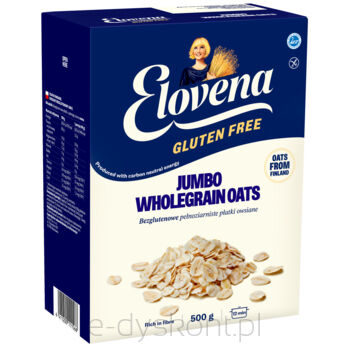 Elovena Gluten Free Płatki Owsiane Naturalne Jumbo 500 G. Produkt Bezglutenowy