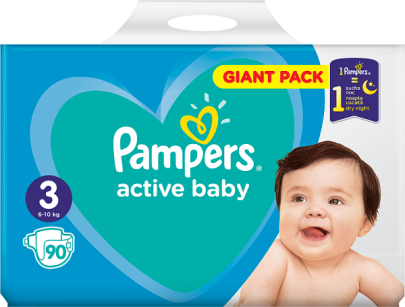 Pampers Active Baby Rozmiar 3, 90 Pieluszek, 6-10 Kg