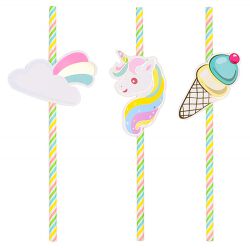 Part Go Słomki Unicorn, 19,5cm, 6 szt., różowe