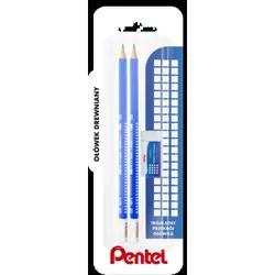 Pentel Ołówek Drewniany, Hb X 2 + Gumka