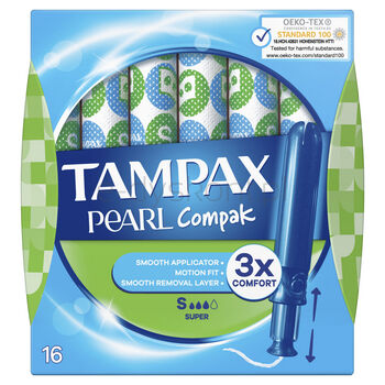 Tampax Tampony Pearl Compak Super Z Aplikatorem 16 Szt.