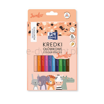 Oxford Kredki Ołówkowe Kids Jumbo 12 Kolorów