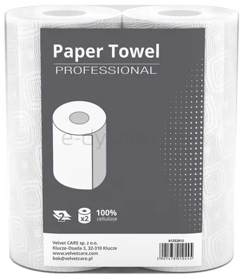 Ręcznik W Roli Celulozowy Velvet, Professional, 2-Warstwowy, 50 Listków, 2 Szt., Biały