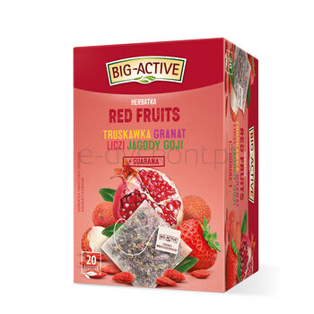 Big-Active Herbatka Owocowa Red Fruits Truskawka, Granat, Liczi, Jagody Goji + Guarana 20 Torebek X 2,25G