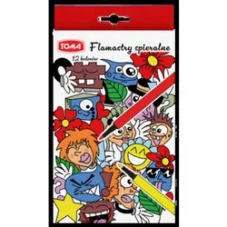 TOMA Pisaki zmywalne 12 kolorów 