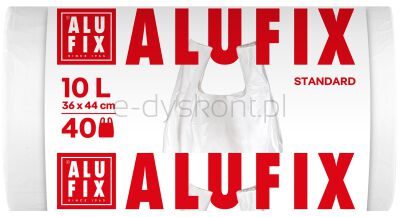 Alufix Worki na śmieci, z uszami, HDPE, 10l, 40 szt., białe
