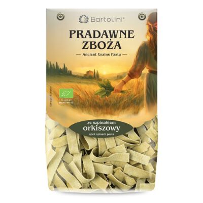 Bartolini Makaron Ekologiczny orkiszowy ze szpinakiem 250g wstążka (pappardelle)