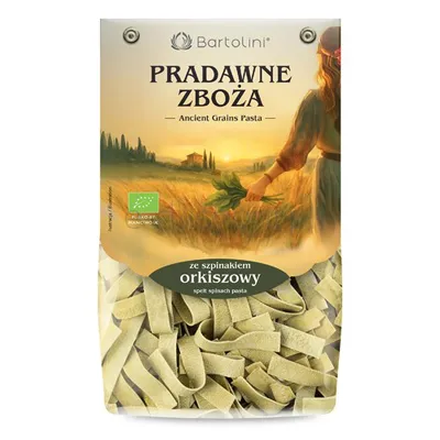Bartolini Makaron ekologiczny orkiszowy ze szpinakiem 250g wstążka (pappardelle)