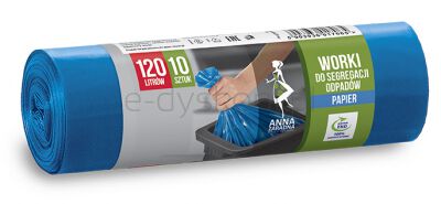 Anna Zaradna Worki do segregacji odpadów papier, 120 l, 10szt., niebieskie, niebieski