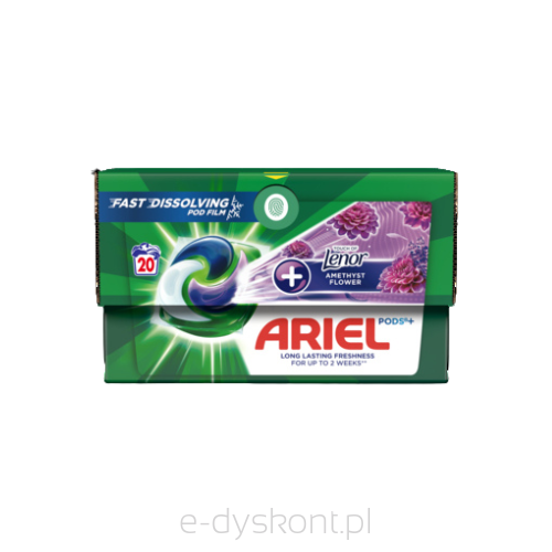 Ariel All-in-1 PODS Kapsułki do prania + Touch of Lenor Amethyst Flower 20 prań 430g