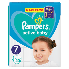 Pampers Active Baby Rozmiar 7, 40 Pieluszek, 15+ Kg(p)