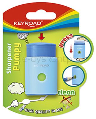 Keyroad Temperówka Pumpy-Up, plastikowa, pojedyncza, blister, mix kolorów [BIURO]