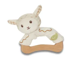 Drewniano-bawełniany chwytak owieczka z ekologicznej bawełny od 0m-ca (9cm) fsc & gots