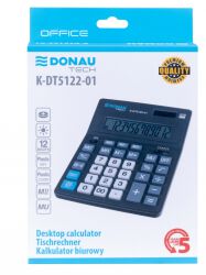 Donau Kalkulator Biurowy Tech Office, 12-Cyfr. Wyświetlacz, Wym. 201X155X35Mm, Czarny