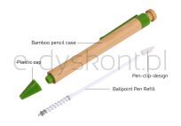 Econovo Długopis obudowa 100% z biodegradowalnego bambusa, 1,0 mm, 2 szt., naturalny - 5