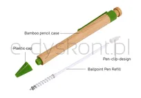 Econovo Długopis obudowa 100% z biodegradowalnego bambusa, 1,0 mm, 2 szt., naturalny - 5