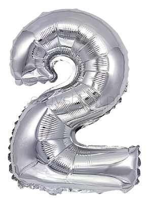 Part Go Balon foliowy cyfra 2, 80cm, srebrny