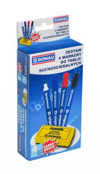 Zestaw 4 Markery Do Tablic Donau D-Signer B, Okrągły, Mix Kolorów, Gąbka Gratis