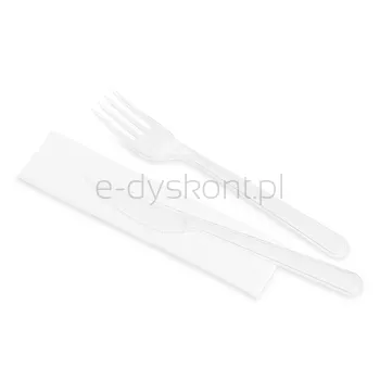 Guillin Zestaw Transparentnych Sztućców: Widelec, Nóż, Serwetka 50 Szt