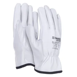Rękawice robocze DONAU SAFETY DS-DRIVCOW, driver, skóra bydlęca, rozm. 8/M, białe