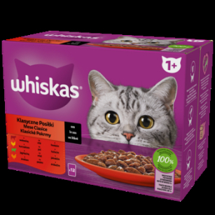 Whiskas Klasyczne Posiłki 1+ Sos Z Wołowiną, Z Kurczakiem, Z Jagnięciną I Z Drobiem 1,02 Kg (12X85 G)