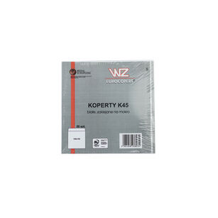 Koperty K45 ( 155 x 155 mm) z białego papieru offsetowego 100g, zaklejane na mokro, F-20 szt