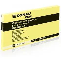 Donau Bloczek Samoprzylepny Eco, 127x76mm, 1x100 kart., jasnożółty