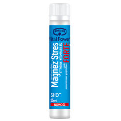 Krüger Vital Power® Shot Magnez Stres Forte cytrynian z witaminą B6, B12, płyn w ampułkach, 25 ml
