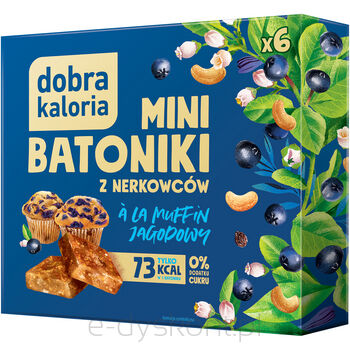 Dobra Kaloria Mini batoniki z nerkowców ala muffin jagodowy 6 sztuk 102g