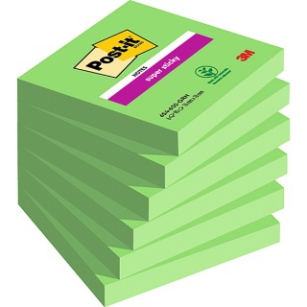 Karteczki samoprzylepne POST-IT Super Sticky (654-6SS-AW), 76x76mm, 1x90 kartek, zielone