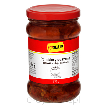 Topseller Pomidory suszone połówki w oleju z ziołami 270g/150g