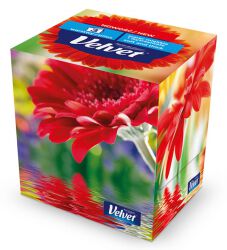 Velvet Chusteczki kosmetyczne celulozowe Cube Style, 3-warstwowe, 56 listków, biały