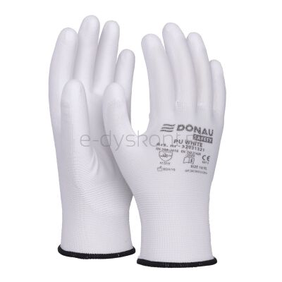 Donau Rękawice Safety Pu White, Kat. Ii, Rozm. 10, Białe
