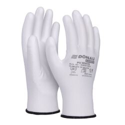 Donau Rękawice Safety Pu White, Kat. Ii, Rozm. 10, Białe