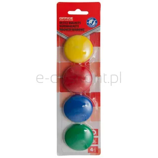 Office Products Magnesy do tablic okrągłe, średnica 40mm, 4szt., blister, mix kolorów