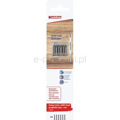 Wymienne Wkłady E-8881 Edding, Do Ołówka E-8880, 6 Szt., Blister, Grafitowe