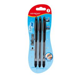 Keyroad Długopis Ball Pen Soft Jet, miękki uchwyt, 0,7mm, 3 szt., blister, czarny