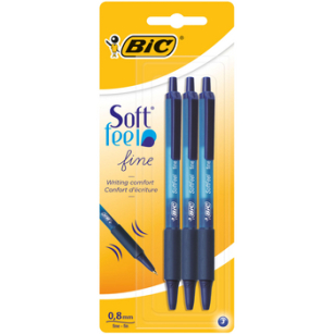 BIC Soft Feel® Clic Grip długopis automatyczny niebieski blister 3 szt.