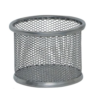 Q-Connect Pojemnik na przybory Office Set, metalowy, 90x68mm, srebrny