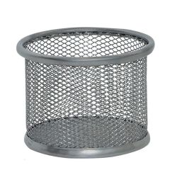Q-Connect Pojemnik na przybory Office Set, metalowy, 90x68mm, srebrny