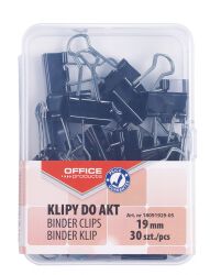 Office Products Klipy Do Dokumentów 19Mm, 30Szt., W Pudełku, Czarne