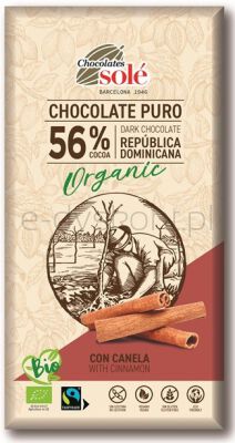 Sole Czekolada Gorzka 56% Kakao Z Cynamonem Bio 100 G