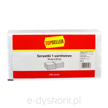 Topseller Serwetki 1 Warstwowe, Białe, 33X33 Cm, 500Sztuk