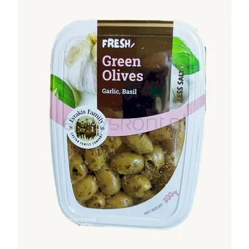 Lyrakis Family Oliwki Zielone Drylowane Z Czosnkiem I Bazylią Pasteryzowane Fresh Pack 200G