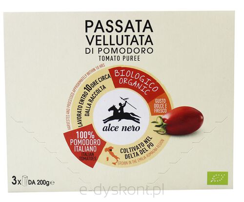 Sos Pomidorowy Passata Bio (3 X 200 G) 600 G - Alce Nero [BIO]