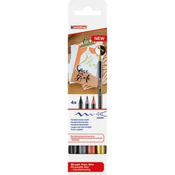 Edding Pisak z końcówką pędzelkową e-1340 4 szt., mix kolorów metalicznych