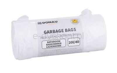 Donau Home Worki na śmieci łazienkowe (HDPE), 20l, 40 szt., białe