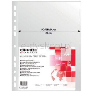 Office Products Koszulki na dokumenty poszerzane, PP, A4, groszkowe, 90mikr., 50szt. [BIURO]