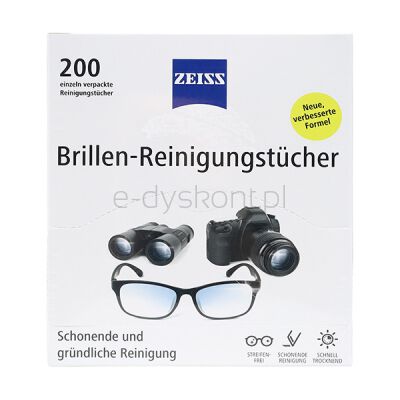 Zeiss Chusteczki Do Czyszczenia Okularów I Wyświetlaczy 200 Szt., Białe